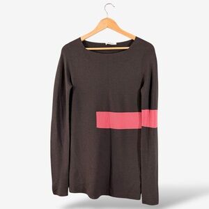 Gentry Portofino Cashmere Silk Top Size 10 Brown Pink Colorblock Minimalist Knit